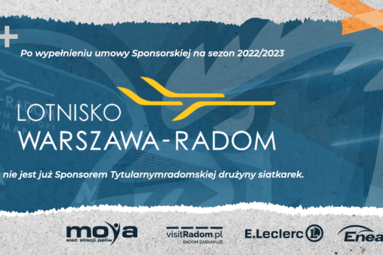 Lotnisko Warszawa-Radom nie będzie Sponsorem Tytularnym Radomki Radom